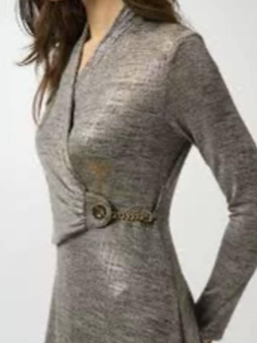 Joseph Ribkoff Gold Metallic Wrap Midi Dress 8 10